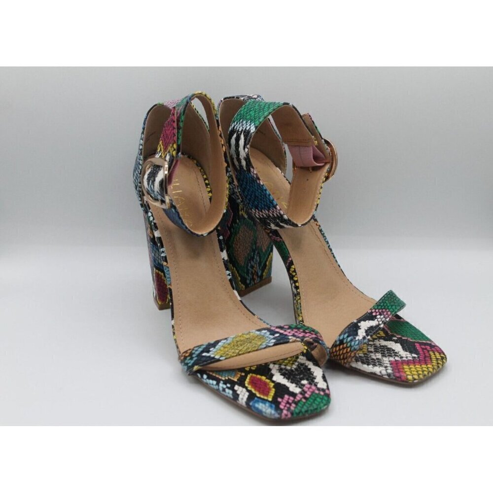 Liliana Mareum-1 Chunky Reptile High Heels Womens Shoes Size 11 Multi Color